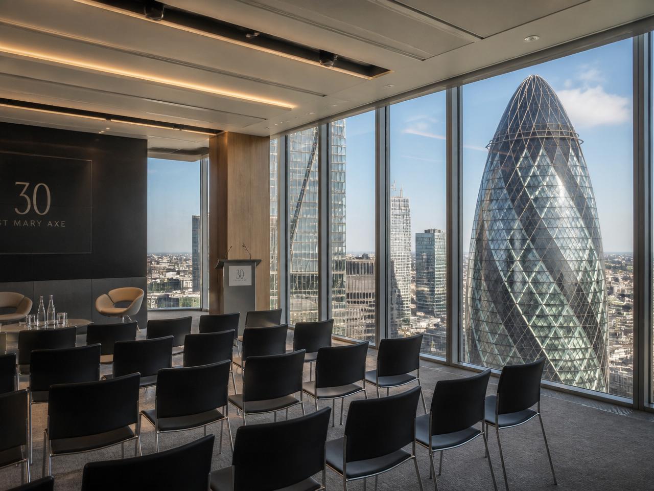 Conference space with iconic Gherkin skyline view